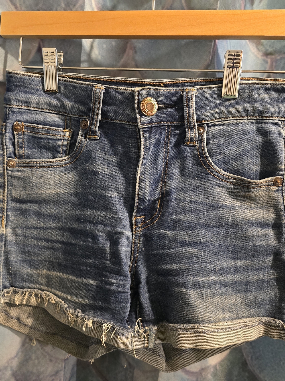 American Eagle Outfitters Distressed Blue Denim Shorts